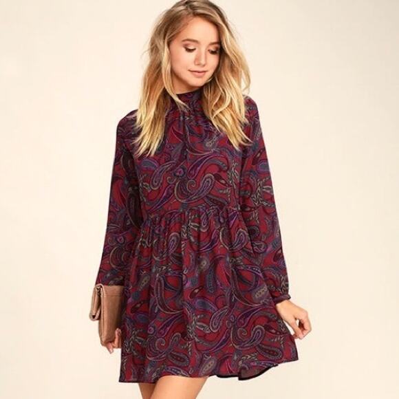 Jack by BB Dakota Triston Paisley High Neck Mini Dress Womens Size S Flowy Boho - Picture 3 of 16